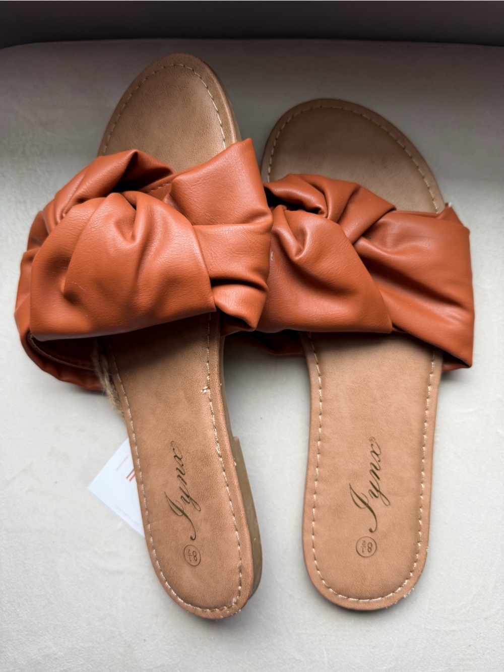 Women's Tan Knotted Slide Sandals